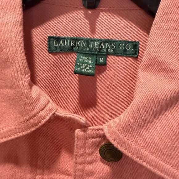 Lauren Ralph Lauren Pink Coral Jean Jacket size Medium - Picture 2 of 7